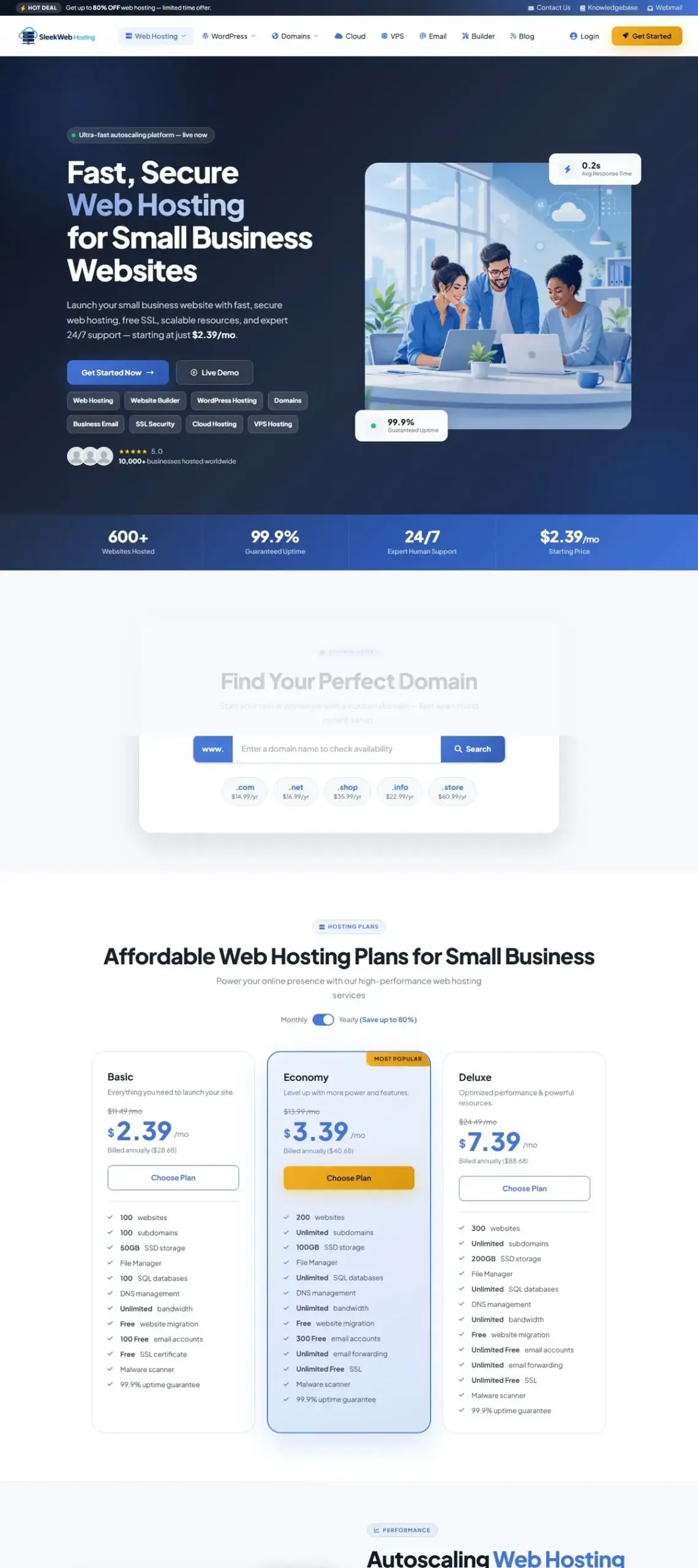 SleekWeb Host website design by Sleek Website Design
