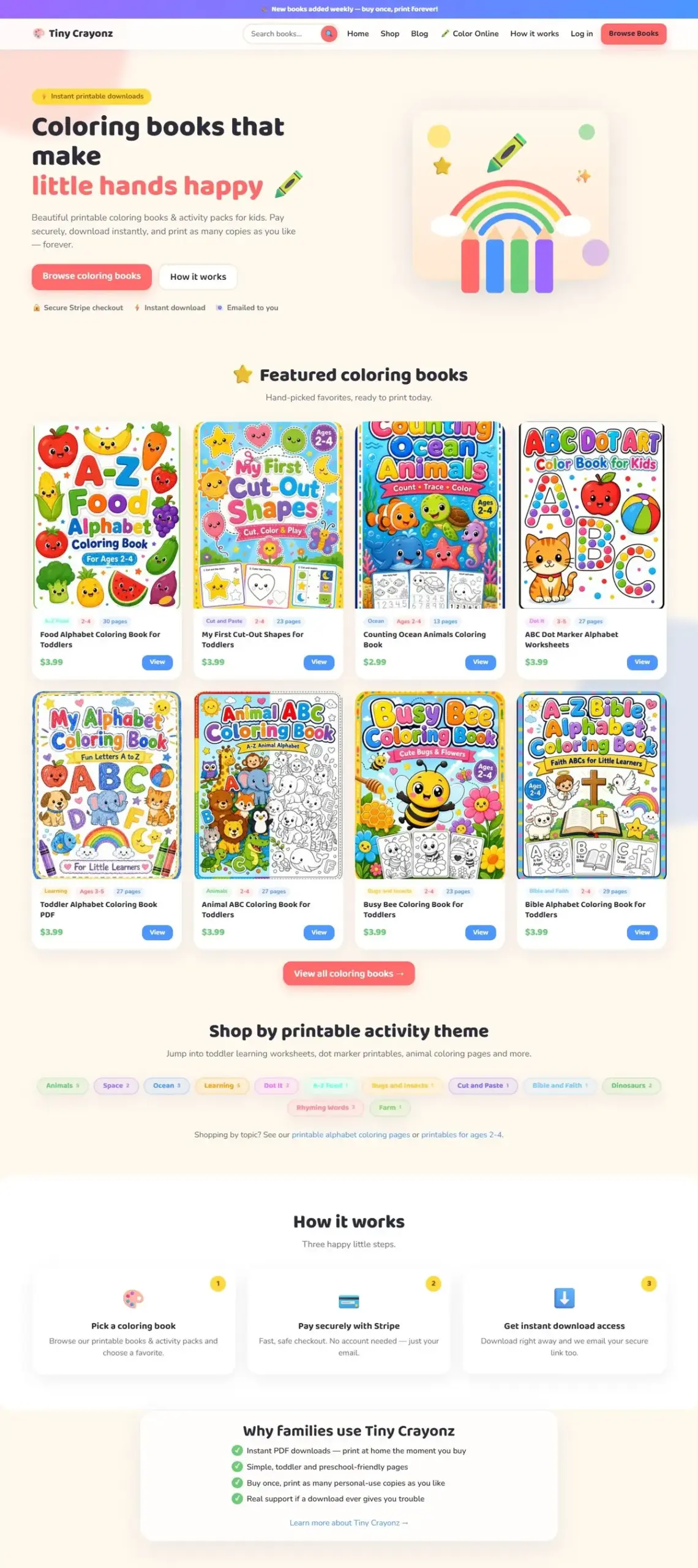 Tiny Crayonz e-commerce website design by Sleek Website Design