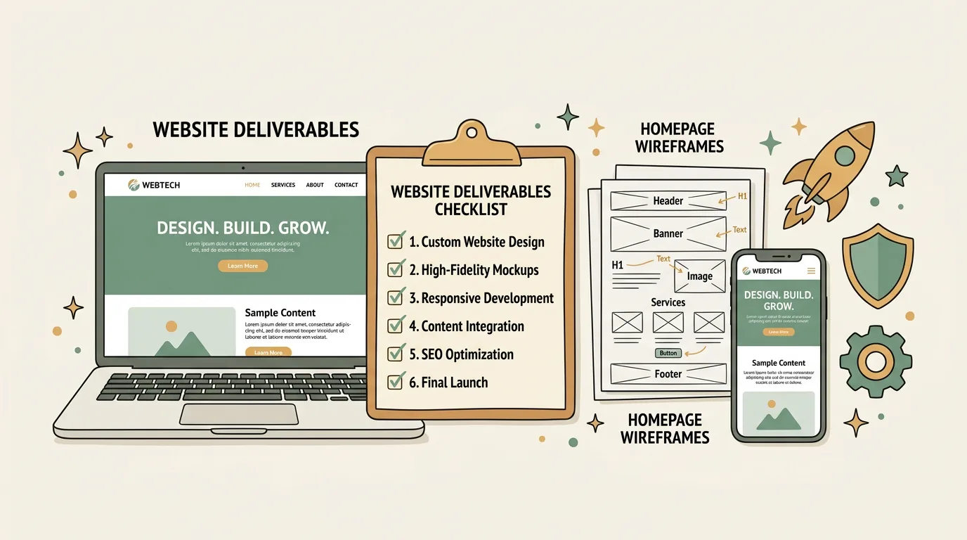 Website package overview showing deliverables included in custom web design plans